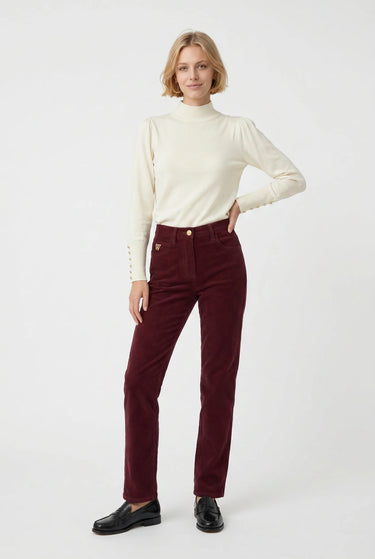 Straight-Leg Velvet Jeans | Bordeaux