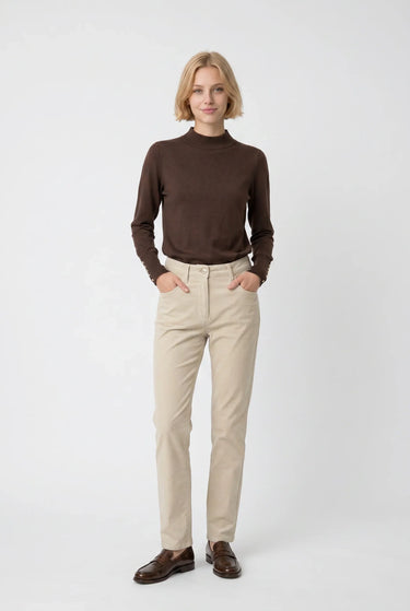 Straight-Leg Velvet Jeans | Beige