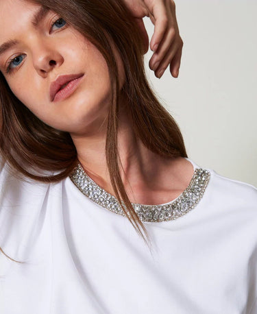 Twinset Bejewled White Top