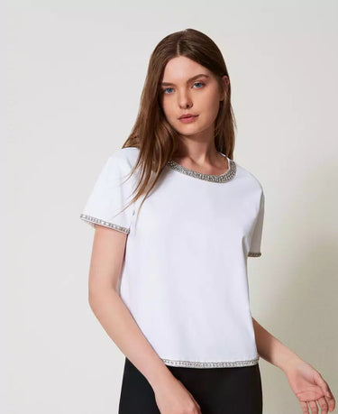 Twinset Bejewled White Top