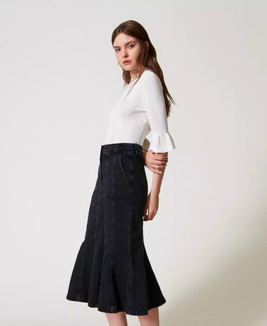 Black Denim Skirt