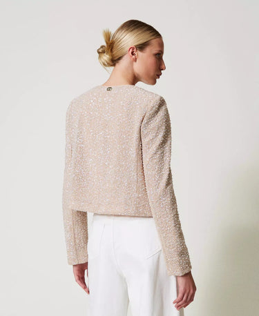 Jacket with sequins and pearls