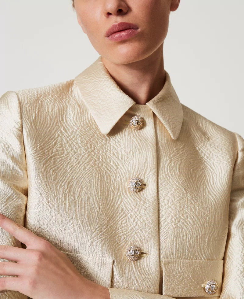 Short brocade jacquard jacket