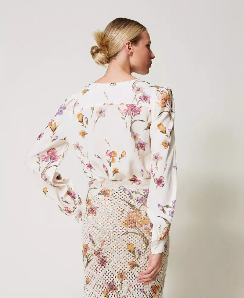 Crêpe de Chine floral shirt
