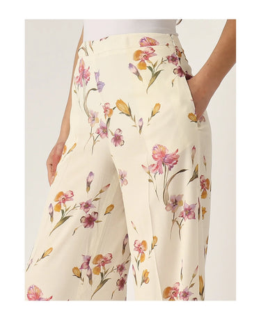 Crêpe de Chine floral trousers