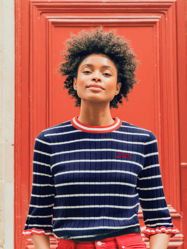 Vilagallo Navy Stripe Volantes Puno