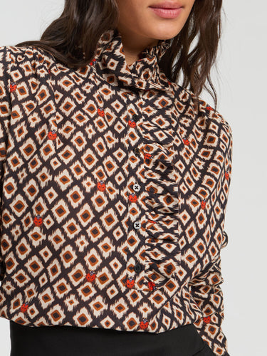 Lucia Ruffle Print Blouse