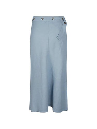 Midi skirt in linen blend with belt