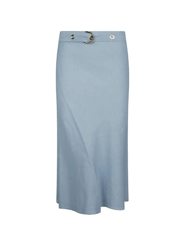 Midi skirt in linen blend with belt
