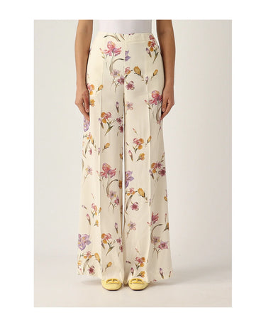 Crêpe de Chine floral trousers