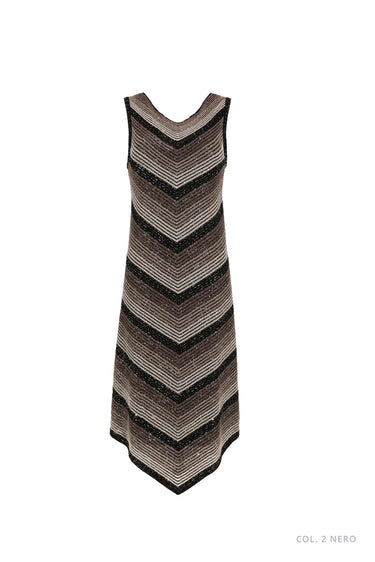 D Exterior Chevron Dégradé Sequin Dress