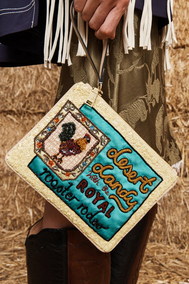 Ace Rooster Embellished Clutch