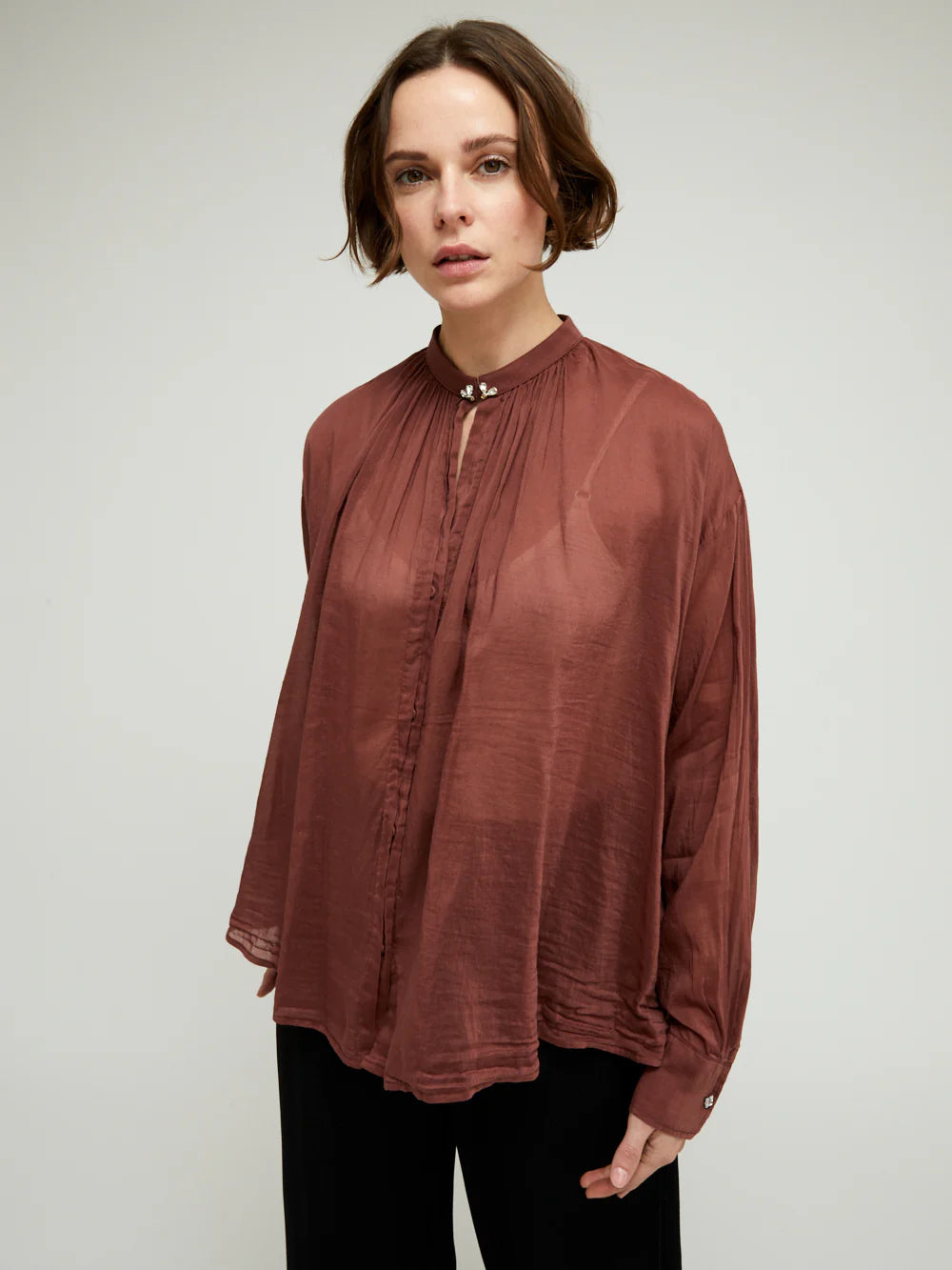Co/Se Voile Bohemian Shirt With Crystals