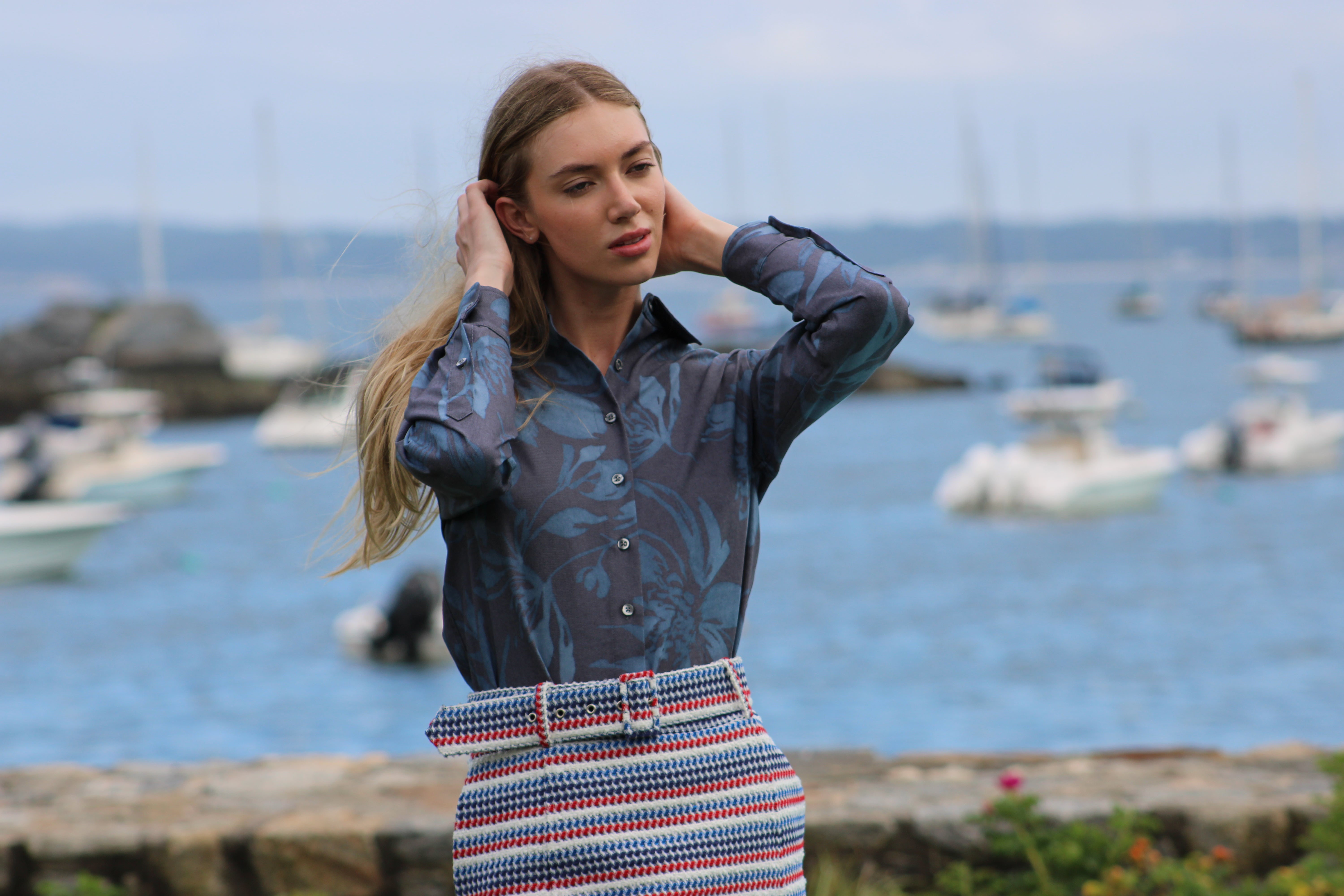 Denim patterned button down