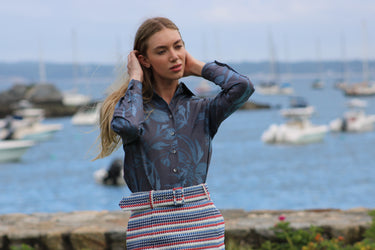 Denim patterned button down