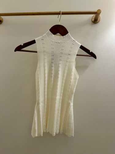 Twinset Sleeveless Dentelle Knit in Snow