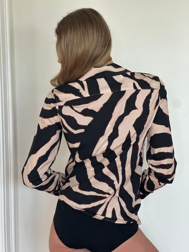 Pink zebra button down