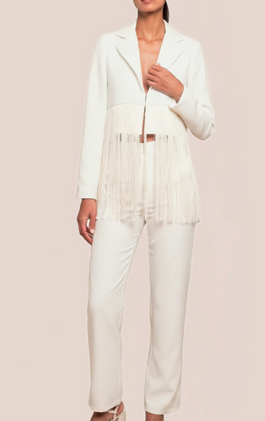 Carmelita Fringe Blazer in Ivory