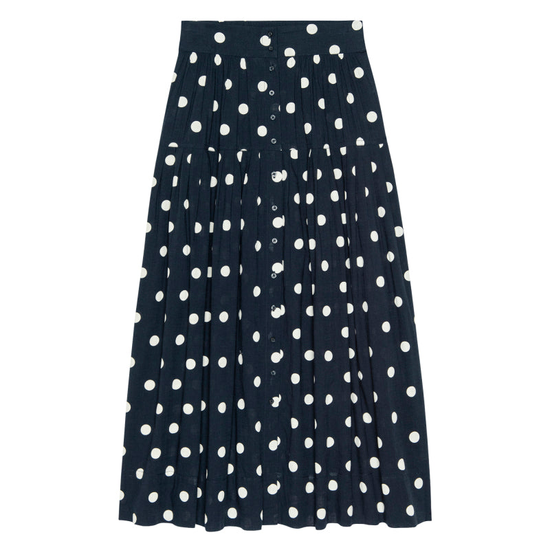 NAVY W/ CREAM POLKA DOTS