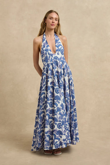 Sienna Dress Brocade Azul