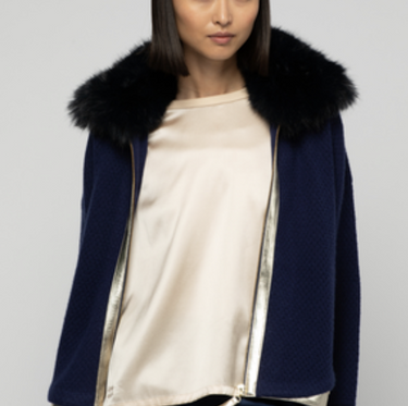 Veste avec details en cuir in white