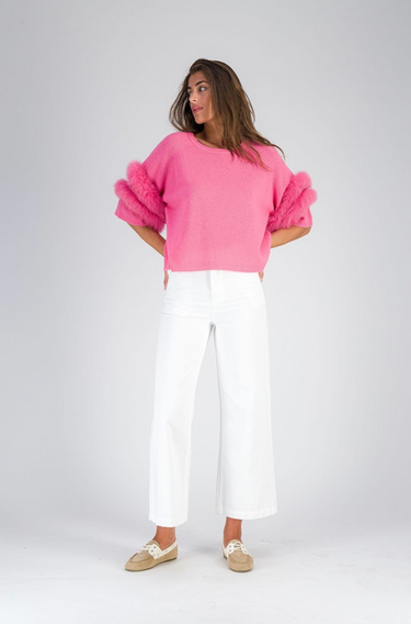 Max & Moi The Perulli Puff-Sleeve Cashmere Crew