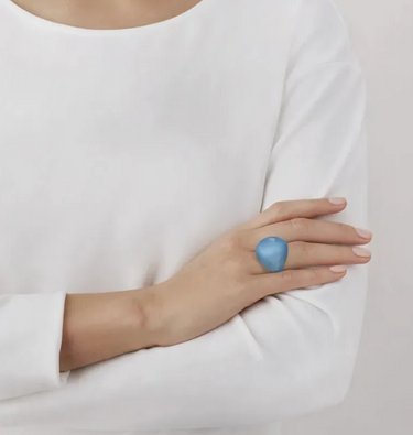 Lalique Cabochon Patina Blue Ring