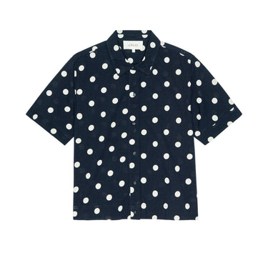 NAVY W/ CREAM POLKA DOTS