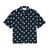 NAVY W/ CREAM POLKA DOTS
