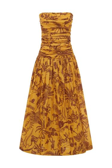 ALEMAIS Banana Blossom Ruched Gown