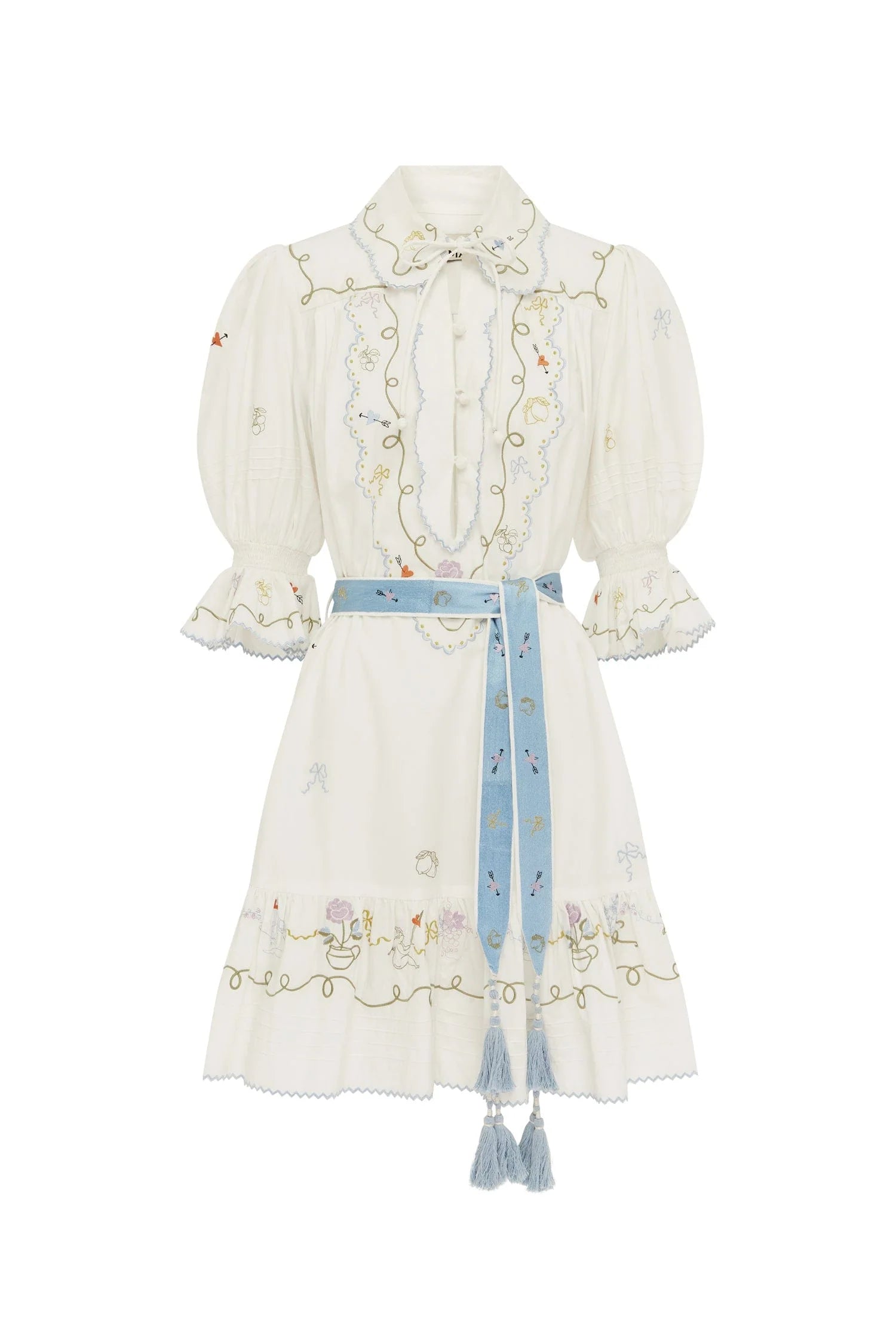 alemais hearts embroidered mini dress Almais Hearts embroidered cotton midi dress ALMAIS