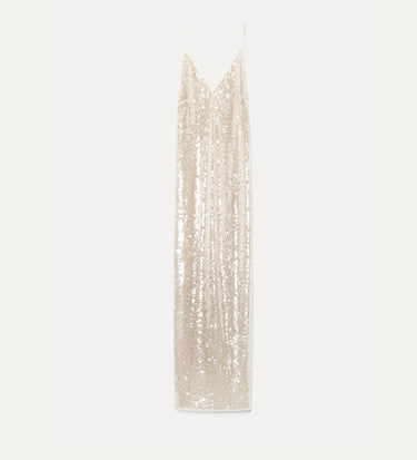 “liquid sequins” slip dress