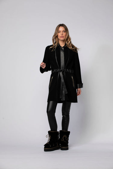 Veste Longue En Maille & Cuir