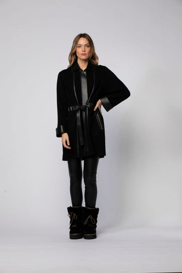 Veste Longue En Maille & Cuir