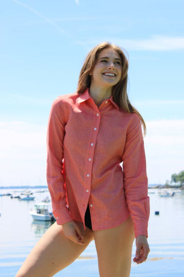 Saujette Le Weekend Top Salmon Red